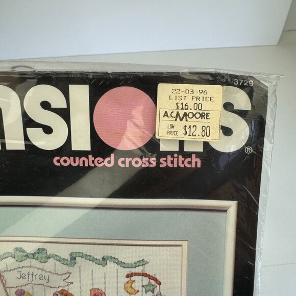 Vtg 1992 Dimensions Counted Cross Stitch Kit Toy Shelf Birth Record Baby Nursery - Picture 10 of 10
